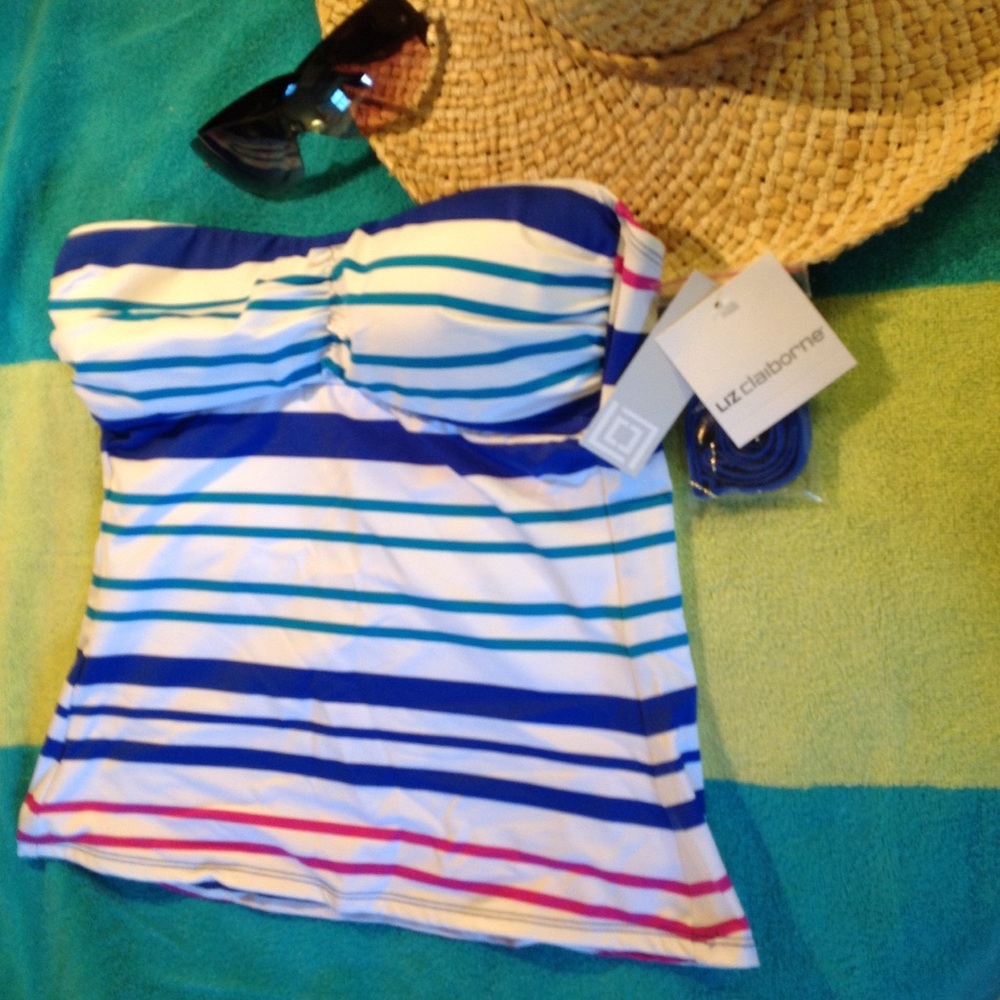 Brand New Liz Claiborne Bandeau Versatile Swim Top 8 S M